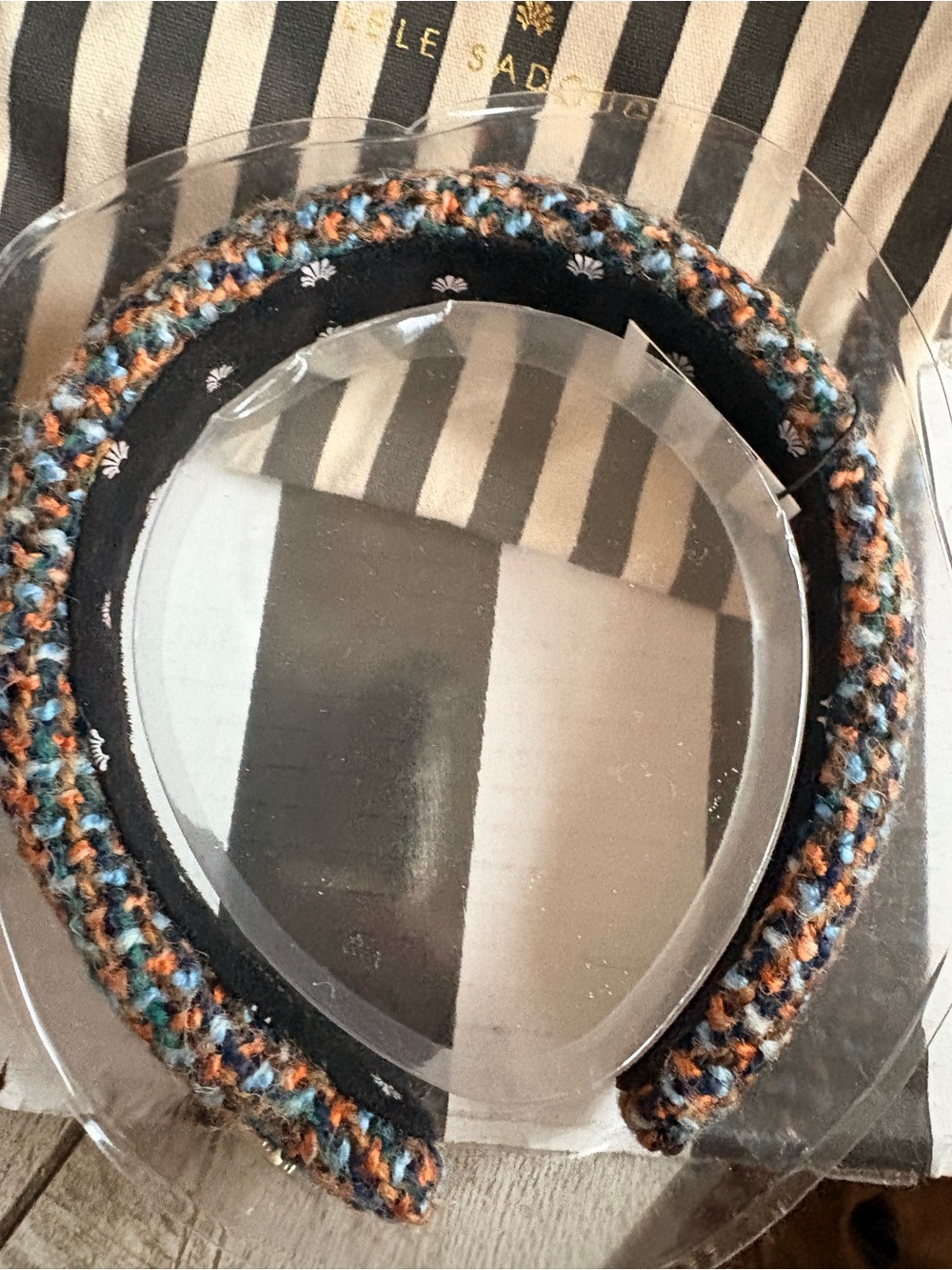 Lele Sadoughi Multicolor Woven Headband in Blue, Brown & Cream